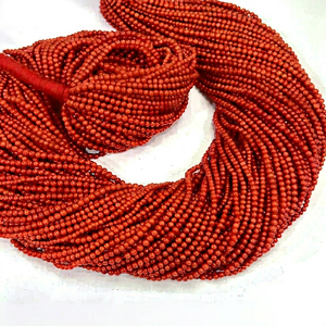 Cuentas de Coral Rojo Italiano Natural AAA, Lisas y Redondas, de 3.5mm, Tira de 20 Pulgadas, Certificadas por Alif International, para Joyería - Product Image 1