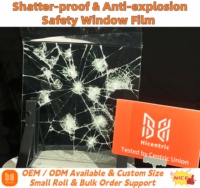Película Protectora Transparente de Seguridad a Prueba de Balas, Anti-Rotura y Anti-Explosión para Ventanas de Vidrio de Edificios, Venta al Por Mayor, 2/4/8/12/16 Mil