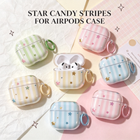 Étui Chic à Rayures et Étoiles pour AirPods 5 Pro 2, Air Pods 2 3 – Housse Souple Tendance et Adorable avec Sangle pour Écouteurs AirPods Pro 3 4