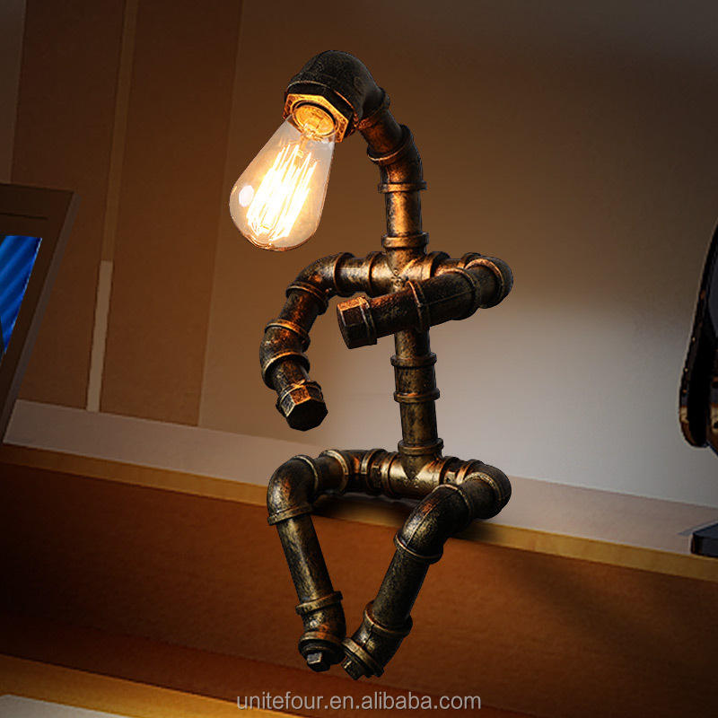 ロボットテーブルランプヴィンテージロフト鉄パイプデスクランプ