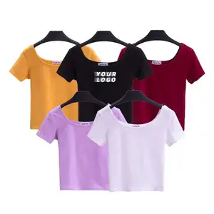 SYDZ Direct Supplier many Color custom logo Printed Letters Pullover shorts Sleeve crop shirts Custom shirts Men's crop