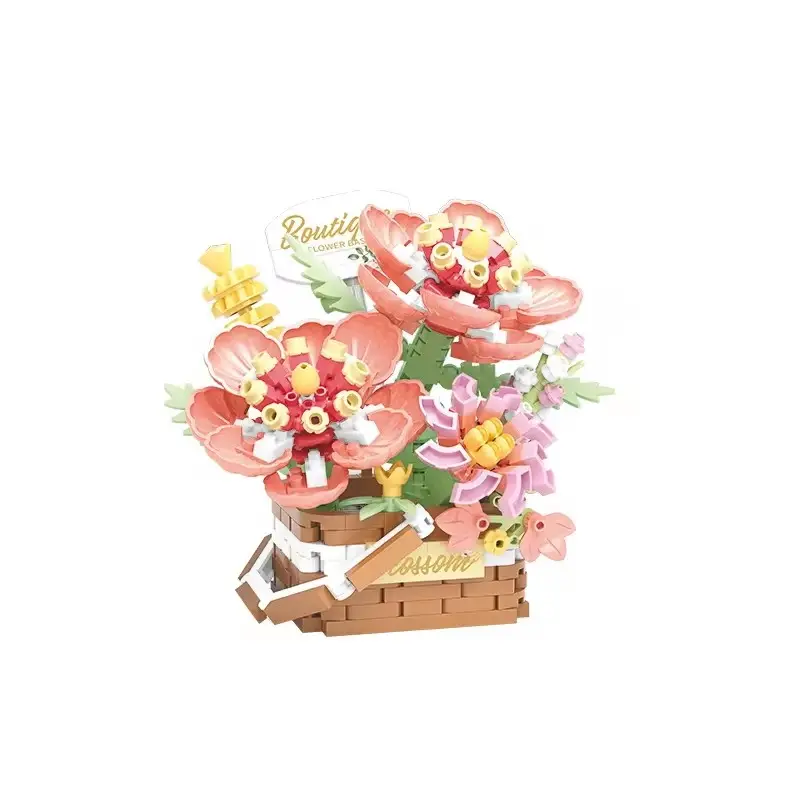 Bouquet de fleurs Moc Rose fleur brique bricolage ensemble décoration de la maison bricolage jouets pour fille blocs de construction ensembles