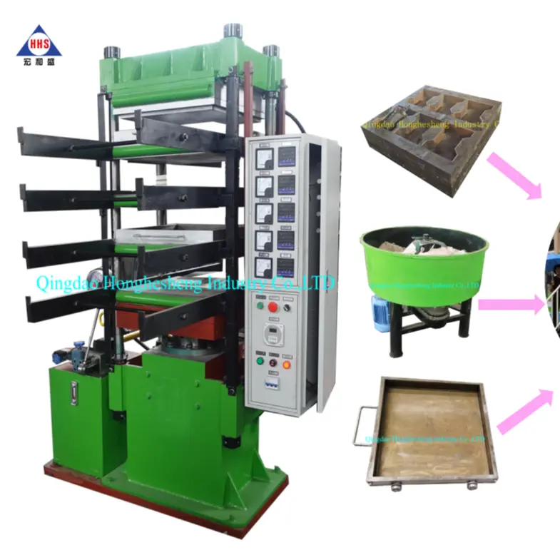 Máquina de fabricación de baldosas de goma 50t, equipo de fabricación de suelos de goma
