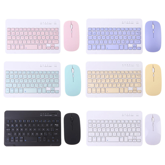 Ultra-thin Wireless Office Keyboard and Mouse Combination Combo Support Win/IOS/Android/Mobile Phones 10 Inch Colorful Keyboard