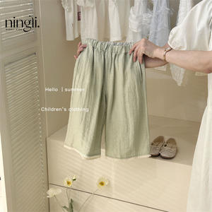 Conjunto de Ropa de Verano para Niñas Ningli, Dos Piezas, Chaleco y Pantalones de Color Liso, Estilo Occidental, Ropa Casual para Niña Pequeña - Product Image 5