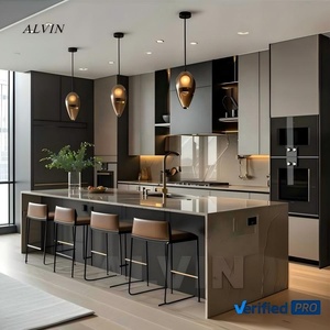 บริการผลิตตู้ครัวแบบสั่งทำของ Alvin Custom Kitchen <span class=keywords><strong>Cabinet</strong></span> ตู้ไม้แบบโมดูลาร์ ดีไซน์ทันสมัยสำหรับบ้านพักตากอากาศและอพาร์ตเมนต์ - Product Image 1
