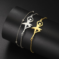 Pulsera de Ballet de Acero Inoxidable, Chapada en Oro, para Deportes, Gimnasia, Moda, Regalo, Joyería