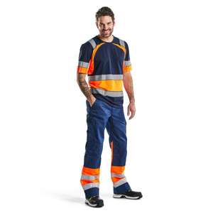 BLAKLADER - 342110308853XS Camiseta Azul marino/Hi-Vis Orange - EAN 7330509620083 ROPA DE TRABAJO DE LA HI-VIS - Product Image 3
