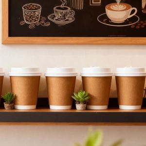 แก้วลายกระดาษลูกฟูกศิลปะพร้อมลวดลายสีน้ำแบบนูนสำหรับร้านกาแฟสร้างสรรค์ - Product Image 3