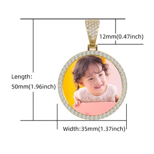 Nouveaux Colliers Médaillons Personnalisés Zircon Cubique Effet Glacé pour Photos, Chaînes Cordon Bijoux Cadeaux Pendentif Collier <span class=keywords><strong>Photo</strong></span> - Product Image 2
