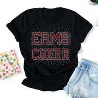 Motif de strass thermocollant scintillant pour vêtements, design de transfert de strass CHEER à poser sur les vêtements