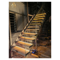 Escalier flottant moderne en bois, design d'escalier flottant, escalier flottant décoratif américain moderne, escalier flottant invisible en bois massif pour intérieur