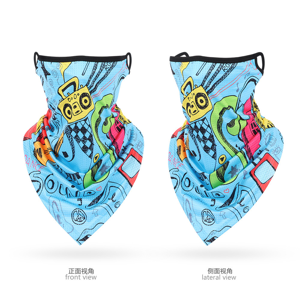 Vendaje triangular con bucle para oreja musical azul lago