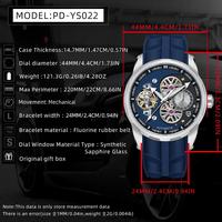 Montre Pagani Design PD-YS022, nouvelle arrivée, montre squelette automatique pour homme, bracelet en caoutchouc, montres mécaniques pour homme, cadeau