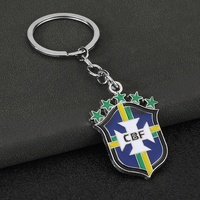 Porte-clés de football en alliage de zinc coloré, style moderne, avec pendentif, breveté, cadeau de collection pour les fans, anneau métallique durable