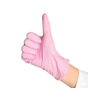 Gant d'examen en nitrile de couleur rose EN455 standard Guantes de Nitrilo Offre Spéciale gants jetables sans latex