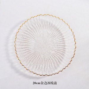 Assiettes de présentation <span class=keywords><strong>en</strong></span> <span class=keywords><strong>verre</strong></span> 2025 – Transparentes avec bord doré, texture corail doré – Idéales pour mariage - Product Image 5
