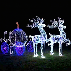 Decorative Stag and Wagon <b>Light</b> Sculpture for Holiday Attractions Garden Landscapes and City Celebrations - Product Image 1