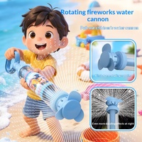 Pistolet à eau créatif transfrontalier en plastique, effet feux d'artifice rotatifs, pulvérisation à 360°, jouet aquatique d'extérieur, canon à eau à tirage manuel