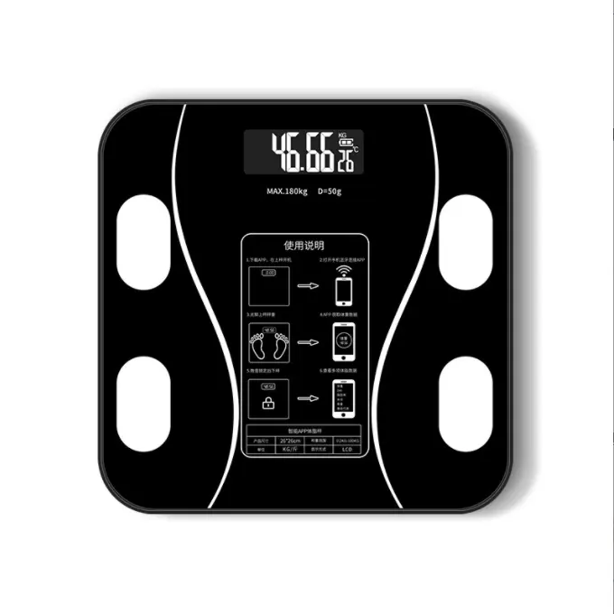 Custom 180kg / 396lb Tempered Glass Bluetooth Digital Body Fat Weighing Bathroom Scale With App