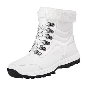 Bottes de neige chaudes pour femmes, design hivernal, talon haut, dessus en velours, mi-mollet, fermeture à enfiler, bottes de randonnée mi-mollet pour hommes - Product Image 1