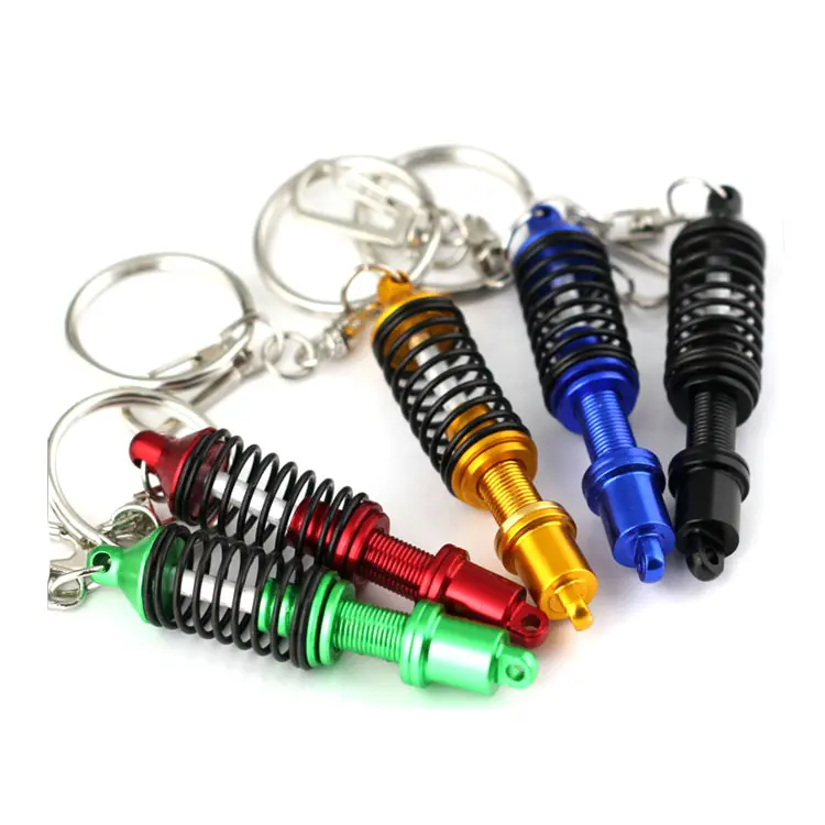 אבץ סגסוגת רכב חלקי הלם בולם Coilover אביב Keychain מפתח שרשרת Keyring שחור אדום צבע