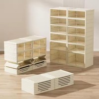 Boîte de rangement magnétique transparente à deux rangées intégrée sans installation Porte-chaussures pliable Housse anti-poussière Pratique Chaussure à deux rangées