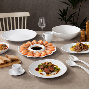 סט כלי אוכל מודרני נורדי, ידידותי לסביבה, עמיד, מלמין, ניתן להתאמה אישית, במלאי, לבן, צרפתי, 12 אינץ', מט, עם הטבעה, כף, ניתן לשטיפה במדיח כלים - Product Image 4