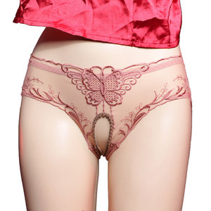 <span class=keywords><strong>Culotte</strong></span> Femme Sexy Transparente à Entrejambe Ouvert, Respirante, Florale, Non Amovible, Taille Basse, Modèle Papillon - Product Image 5
