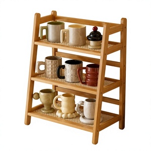 Bamboo Double Tier <b>Storage</b> <b>Rack</b> for <b>Kitchen</b> & Office Countertop Tableware Organization Modern Style Standing Type Durable Drawer - Product Image 1