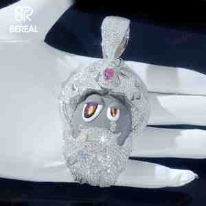 Pass Diamond Tester personalizado Moissanite personaje 3D colgante estilo Hip Hop Iced Out 925 Plata rubí colgante joyería fina - Product Image 1