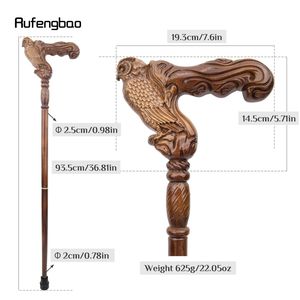 Canne de marche en bois sculpté Rufengbao Owl, manche en bois massif, pour la randonnée en plein air, pour hommes - Product Image 2