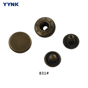 20 Years Metal Snap Button Factory 15MM Custom Brass Spring 4 Parts Snap Fastener For Garment Accessories