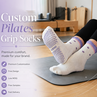 Chaussettes de Pilates personnalisées haut de gamme à pois antidérapants, chaussettes de yoga à volants floraux, chaussettes de sport douces en tricot pour la barre et le fitness