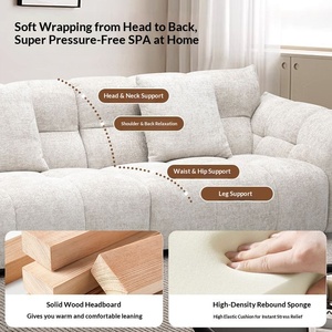 2026 New French Cloud Sofa Cream Style High-End Modern Minimalist Wooden Fabric Sofa For Small Living Room - Product Image 3
