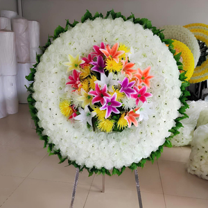 FU-004 Corona de <span class=keywords><strong>Flores</strong></span> Artificiales Blancas de Alta Calidad para Funeral, Decoración de <span class=keywords><strong>Cementerio</strong></span>, Condolencias - Product Image 2