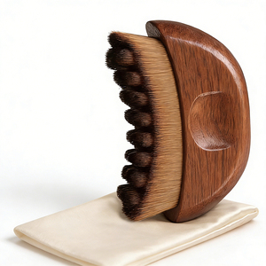 Brosse faciale lymphatique en bois avec logo personnalisé, poils synthétiques doux, brosse de massage <span class=keywords><strong>pour</strong></span> drainage lymphatique avec boîte cadeau et pochette en satin - Product Image 6