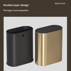 Corbeille à papier haut <span class=keywords><strong>de</strong></span> gamme en acier inoxydable pour salle <span class=keywords><strong>de</strong></span> bain, modèle premium à poussoir, design étroit et élégant, <span class=keywords><strong>luxe</strong></span> discret, durable pour la maison - Product Image 5