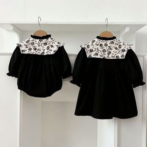 Autumn <strong>Kids</strong> Girls Long Sleeved <strong>Dress</strong> Newborn Baby Flower Printing Romper Children's Cotton Clothes - Product Image 4