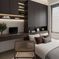 Ensemble de chambre à coucher moderne personnalisé avec lit tatami intégré, armoire et bureau, design tout-en-un pour appartement et villa