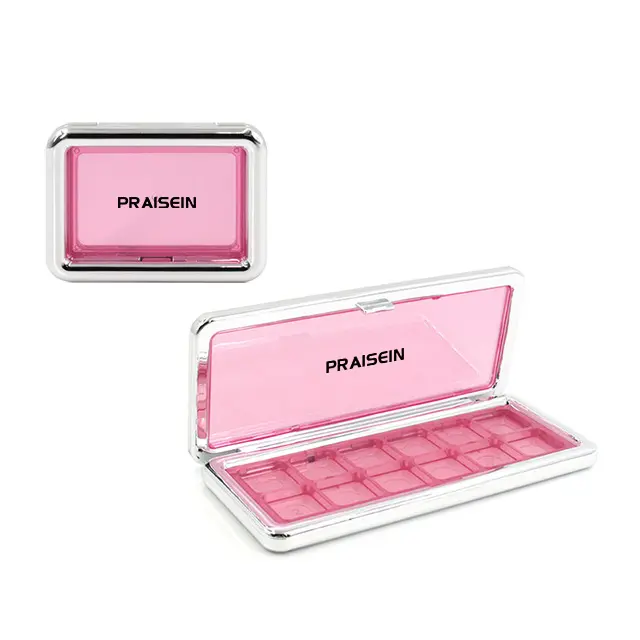 Square cosmetic powder compact blush case packaging plastic transparency plate blush container eyeshadow packaging customized