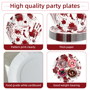 Offre Spéciale : Assiettes et Serviettes en Papier Horrifiantes et Sanglantes <span class=keywords><strong>pour</strong></span> Fête d'Halloween Thème Horreur - Product Image 2
