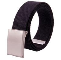 Cinturón de Lona Ajustable Unisex para Hombre y Joven, Tejido de Poliéster en Color Caramelo, con Hebilla Abatible
