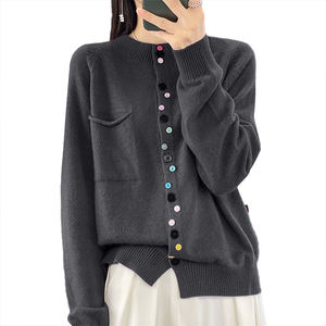 New Style Color Button Design Crew Neck Knitwear <b>Women</b> Fashion Loose Pullover Sweater <b>Warm</b> Cardigan Inner Wear <b>Top</b> - Product Image 5