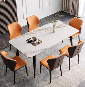 Conjunto de Mesa y Sillas de Comedor de Piedra Sinterizada Nórdica, Moderno, Simple, Rectangular, para Cafetería y Restaurante - Product Image 1