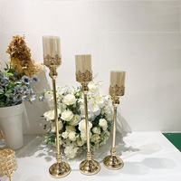 Porte-bougie en métal, style européen, en fer forgé, pour décoration de mariage, de fête ou de table, or et argent, simple
