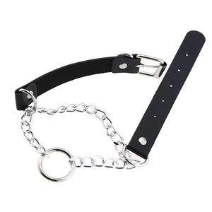 Pu Leather Choker <b>Necklace</b> With Chain O <b>Ring</b> Punk Street Style For Party Fashion Accessory - Product Image 1