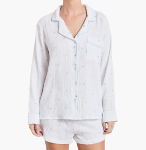 Set in due pezzi <span class=keywords><strong>pigiama</strong></span> con motivo a cuore di Natale da donna Set a maniche lunghe con elastico in vita Shorts abbigliamento da notte da donna in cotone - Product Image 4