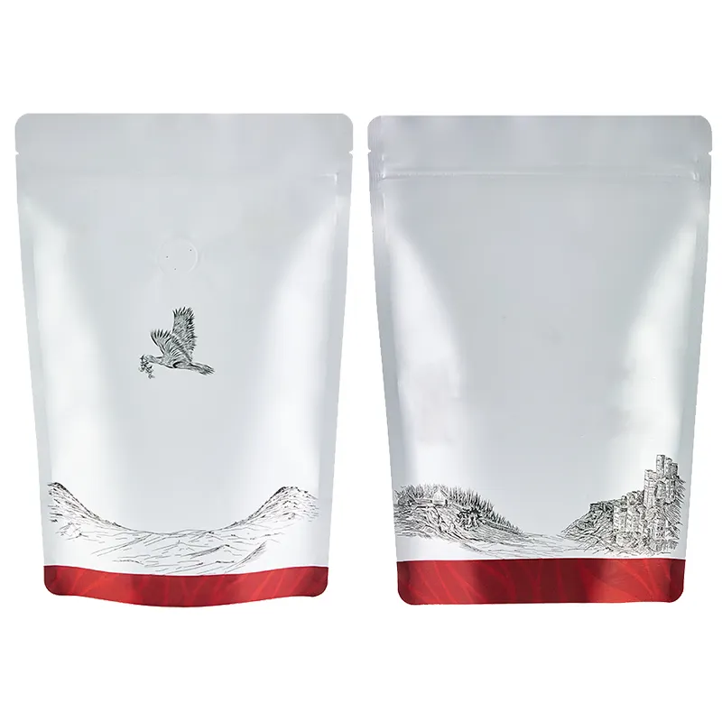 Recyceln Sie 1kg 90 Mikron MATT OPP/NY/PE Registrierte matte Aluminium folie Schattierung Gourmet gerösteter Kaffee Stand Up Verpackungs unternehmen