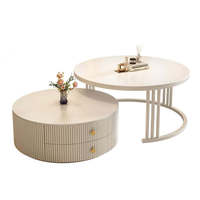 Table basse moderne en bois style crème, nouveau modèle 2025, mobilier de maison haut de gamme de luxe léger, idéale pour salon, extensible avec rangement